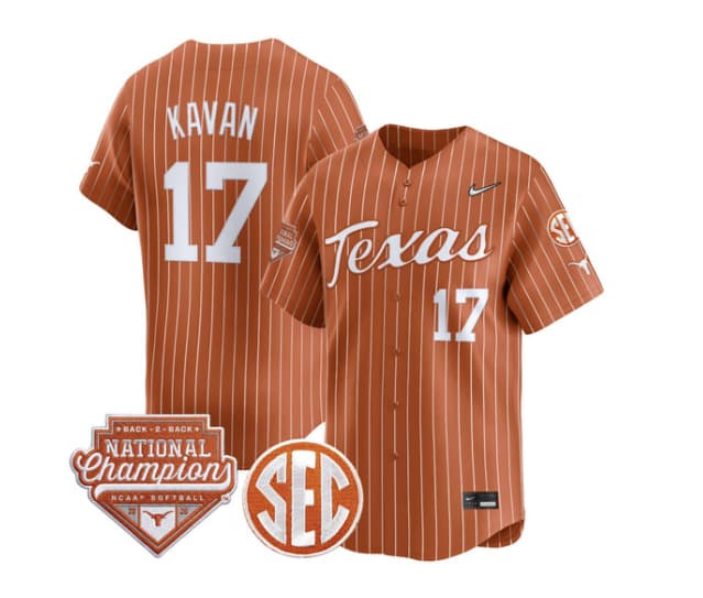 Men's Size - Texas Longhorns 2026 Back-To-Back World Series (WCWS) Champions Vapor Premier Limited Jersey - All Stitched Teagan Kavan #17