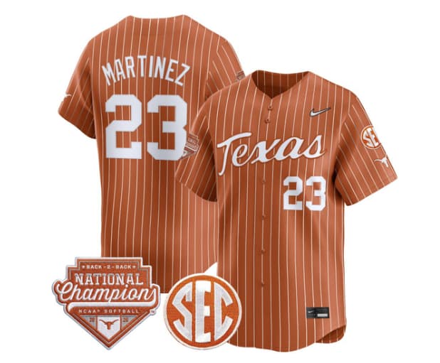 Men's Size - Texas Longhorns 2026 Back-To-Back World Series (WCWS) Champions Vapor Premier Limited Jersey - All Stitched Viviana Martinez #23