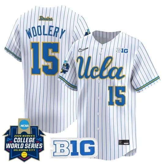 Men's Size - UCLA Bruins Softball 2026 World Series (WCWS) Vapor Premier Limited Jersey - 15 Jordan Woolery