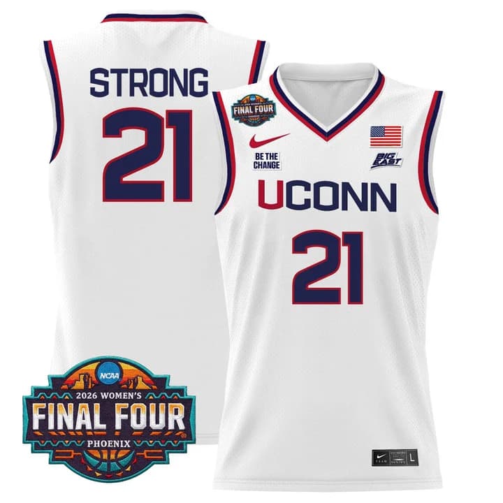 Men's Size - UConn Huskies 2026 Women's Tournament Final Four Basketball Jersey - All Stitched Sarah Strong #21