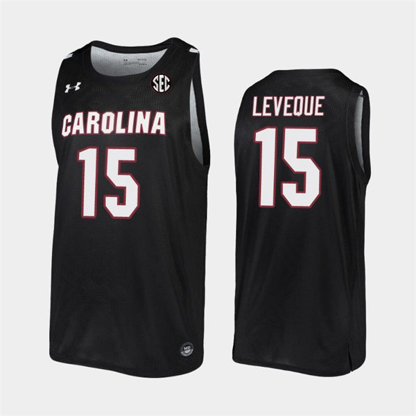 Men's South Carolina Gamecocks #15 Wildens Leveque Black College Basketball Game Jersey 