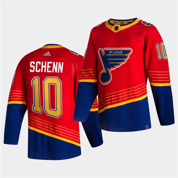 Men's St. Louis Blues #10 Brayden Schenn 2021 Red Blue Reverse Retro Jersey Stitched