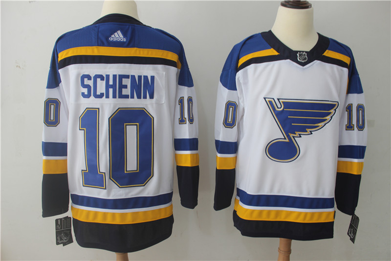 Men's St. Louis Blues #10 Brayden Schenn adidas Away White Jersey Stitched
