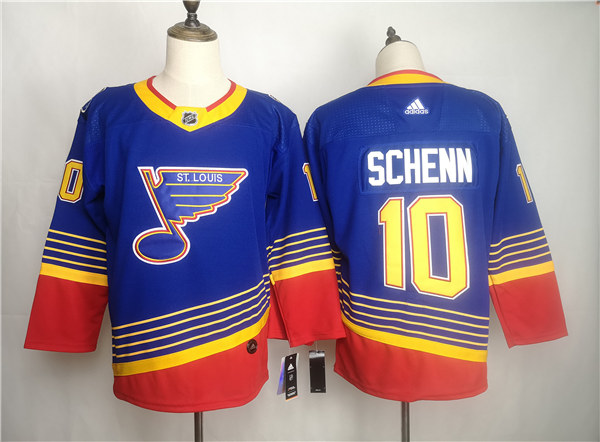 Men's St. Louis Blues #10 Brayden Schenn adidas Blue Retro 1990's Jersey Stitched
