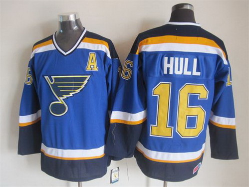 Men's St. Louis Blues #16 Brett Hull 2003 Blue Throwback CCM Jersey Stitched
