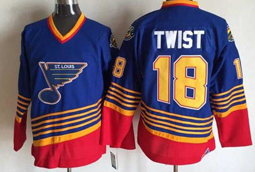 Men's St. Louis Blues #18 Tony Twist 1995-96 Blue CCM Vintage Throwback Jersey Stitched