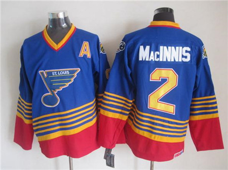 Men's St. Louis Blues #2 Al MacInnis 1995-96 Blue Red CCM Throwback Jersey Stitched