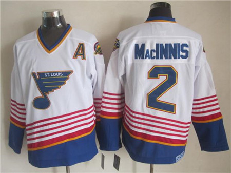 Men's St. Louis Blues #2 Al MacInnis 1995-96 Whte Red CCM Throwback Jersey Stitched