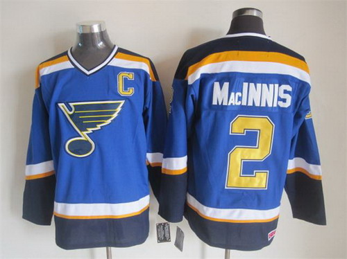 Men's St. Louis Blues #2 Al MacInnis 2003 Blue Throwback CCM Jersey Stitched