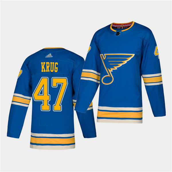 Men's St. Louis Blues #47 Torey Krug adidas Blue Alternate Jersey Stitched