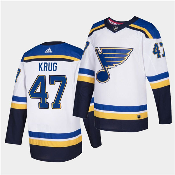 Men's St. Louis Blues #47 Torey Krug adidas White Away Jersey Stitched