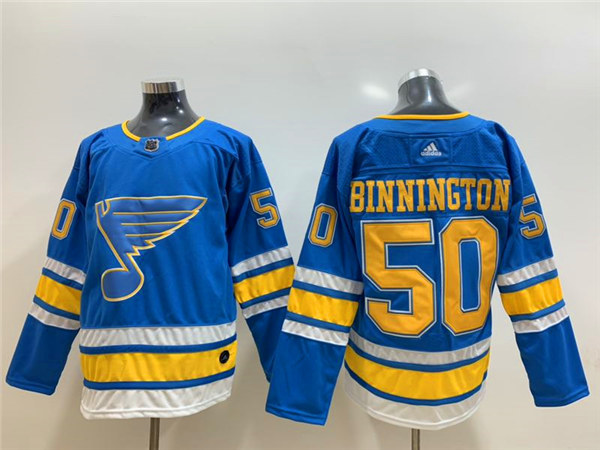 Men's St. Louis Blues #50 Jordan Binnington adidas Blue Alternate Jersey Stitched