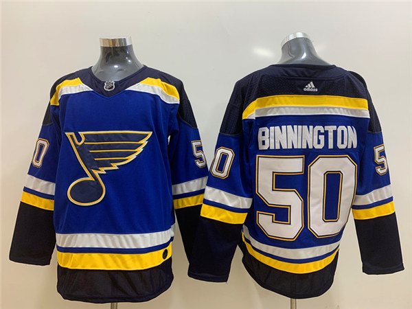 Men's St. Louis Blues #50 Jordan Binnington adidas Home Blue Jersey Stitched