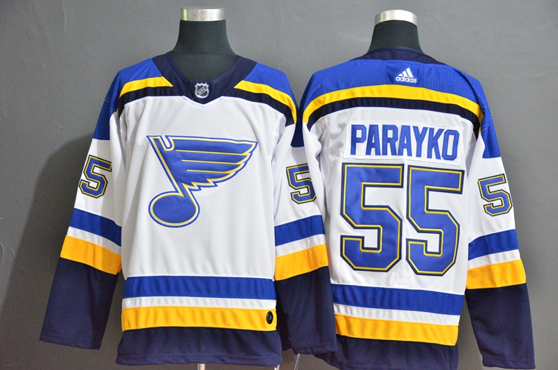 Men's St. Louis Blues #55 Colton Parayko adidas Away White Jersey Stitched
