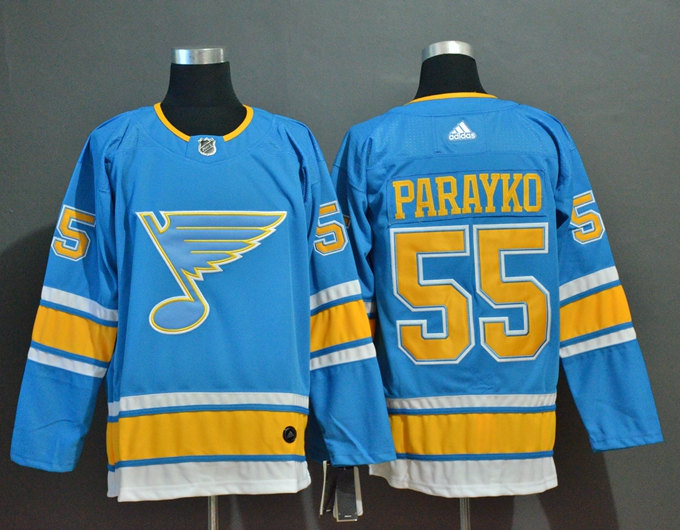 Men's St. Louis Blues #55 Colton Parayko adidas Blue Alternate Jersey Stitched