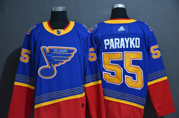 Men's St. Louis Blues #55 Colton Parayko adidas Blue Retro 1990's Jersey Stitched