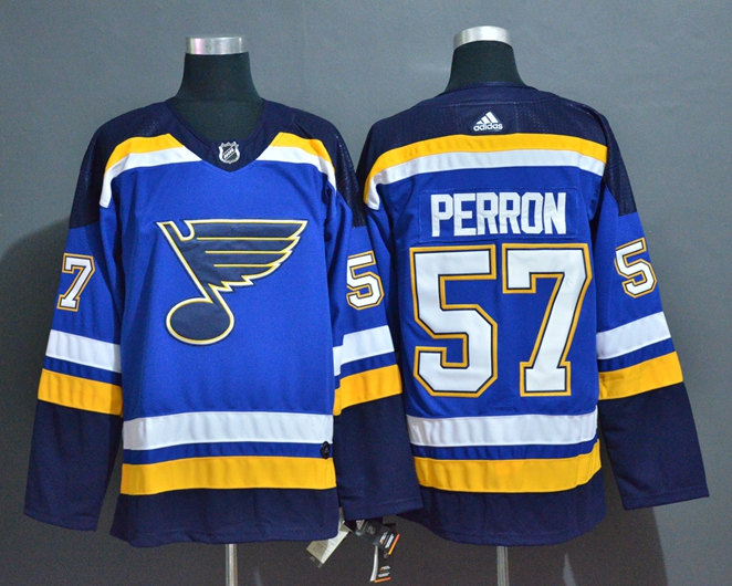 Men's St. Louis Blues #57 David Perron adidas Home Blue Jersey Stitched