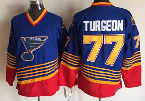 Men's St. Louis Blues #77 Pierre Turgeon 1995-96 Blue CCM Vintage Throwback Jersey Stitched