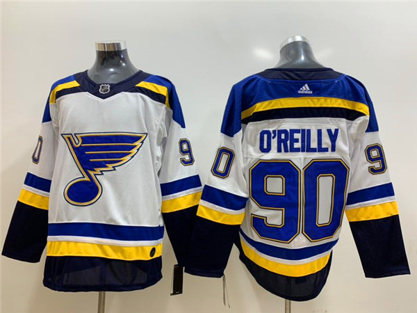 Men's St. Louis Blues #90 Ryan O'Reilly adidas Away White Jersey Stitched