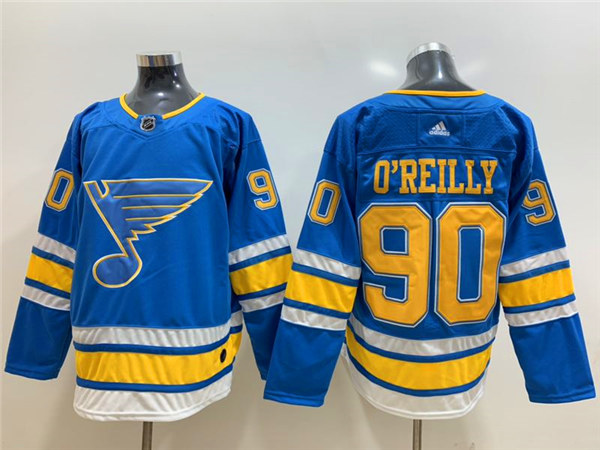 Men's St. Louis Blues #90 Ryan O'Reilly adidas Blue Alternate Jersey Stitched