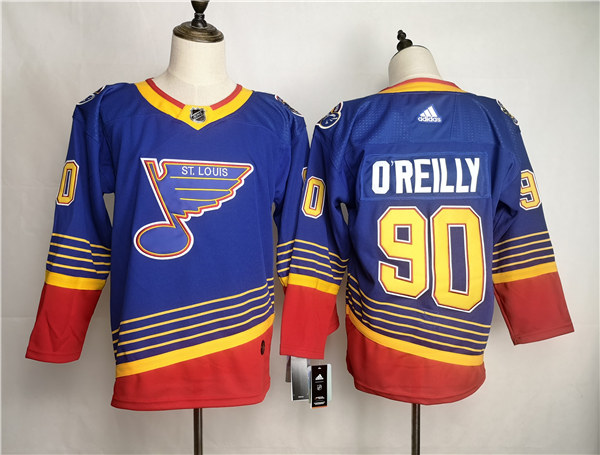 Men's St. Louis Blues #90 Ryan O'Reilly adidas Blue Retro 1990's Jersey Stitched