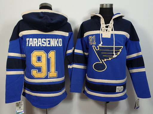 Men's St. Louis Blues #91 Vladimir Tarasenko Old Time Hockey 2014 Blue Hoodie Stitched