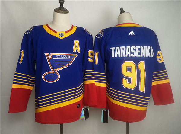 Men's St. Louis Blues #91 Vladimir Tarasenko adidas Blue Retro 1990's Jersey Stitched