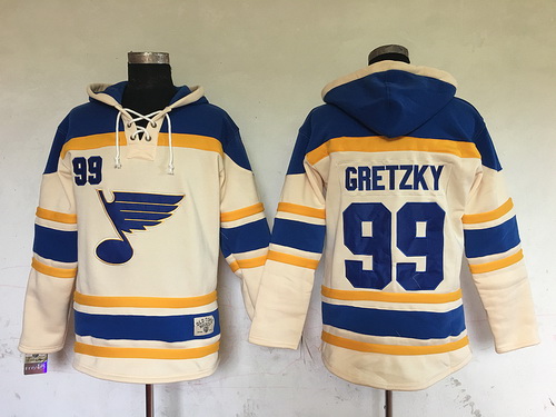 Men's St. Louis Blues #99 Wayne Gretzky Cream Old Time Hockey Hoodie Stitched