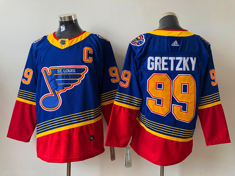 Men's St. Louis Blues #99 Wayne Gretzky adidas Blue Retro 1990's Jersey Stitched