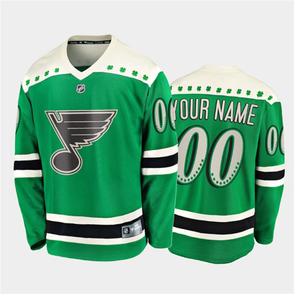 Men's St. Louis Blues Custom adidas 2021 Green St. Patrick's Day Jersey Stitched