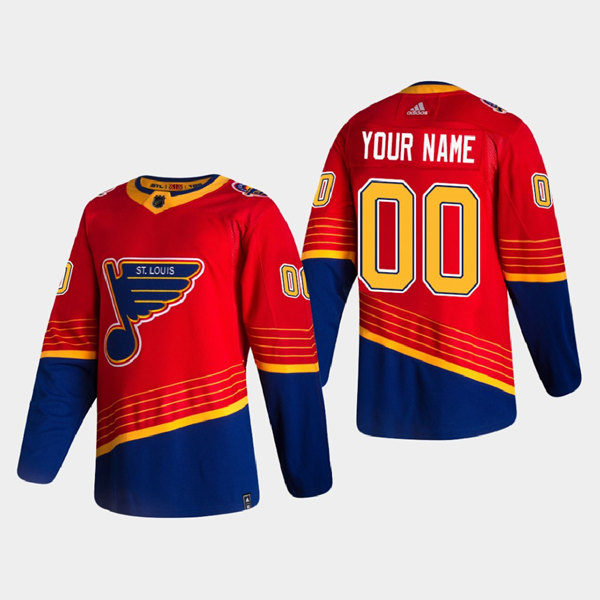 Men's St. Louis Blues Custom adidas 2021 Red Blue Reverse Retro Jersey Stitched