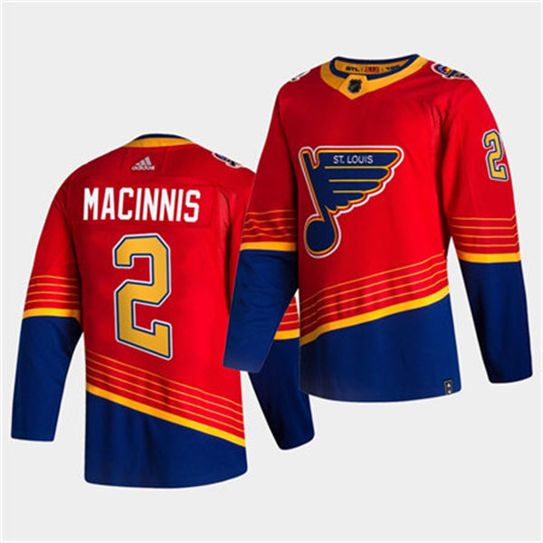Men's St. Louis Blues Retired Player #2 Al Macinnis adidas 2021 Red Blue Reverse Retro Jersey Stitched