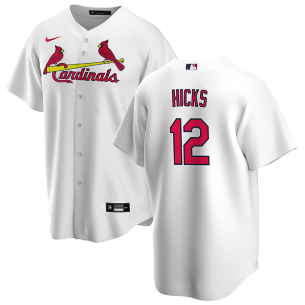 Men's St. Louis Cardinals #12 Jordan Hicks Nike White Home CoolBase Jersey