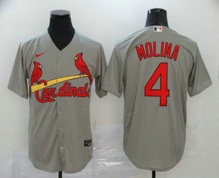 Men's St. Louis Cardinals #4 Yadier Molina Gray Stitched MLB Cool Base Nike Jerse