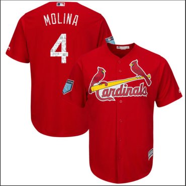 Men's St. Louis Cardinals #4 Yadier Molina Majestic Scarlet 2018 Spring Training Authentic CoolBase Player Jersey.png