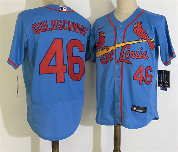 Men's St. Louis Cardinals #46 Paul Goldschmidt Nike Light Blue Alternate Flex Base Jersey