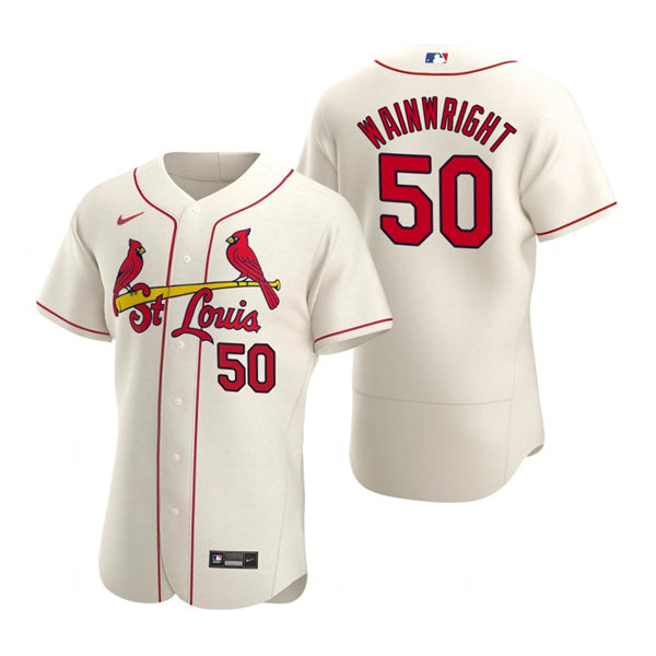 Men's St. Louis Cardinals #50 Adam Wainwright Nike Cream Alternate Flex Base Player Jersey