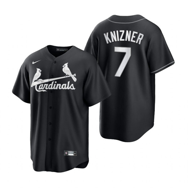 Men's St. Louis Cardinals #7 Andrew Knizner Nike 2021 Black White Fashion Jersey