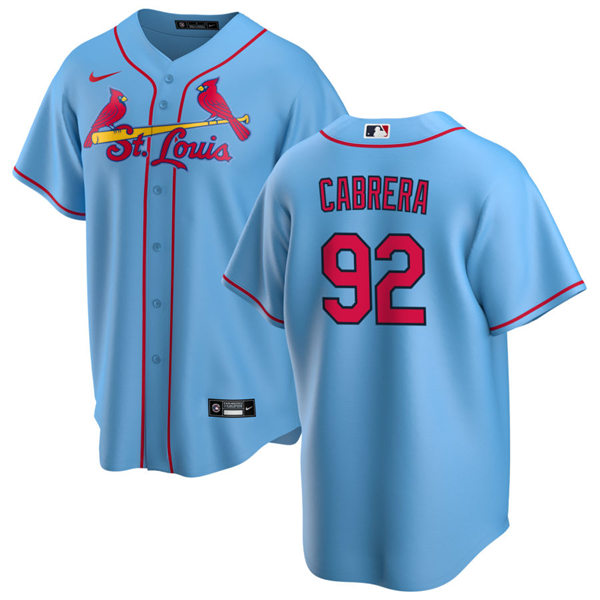 Men's St. Louis Cardinals #92 Genesis Cabrera Nike Light Blue Alternate CoolBase Jersey