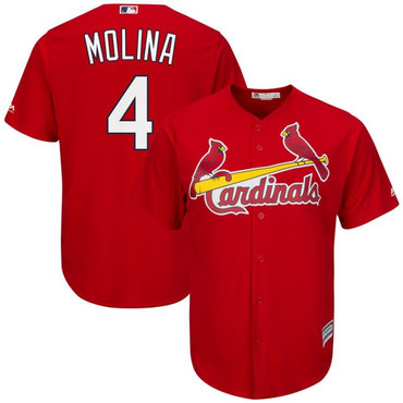 Men's St. Louis Cardinals 4 Yadier Molina Red Cool Base Jerse