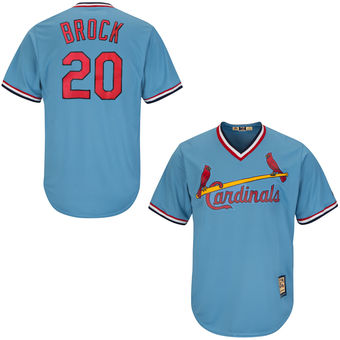 Men's St. Louis Cardinals Retired Player #20 Lou Brock Majestic Light Blue Cool Base Cooperstown Collection Player Jerse