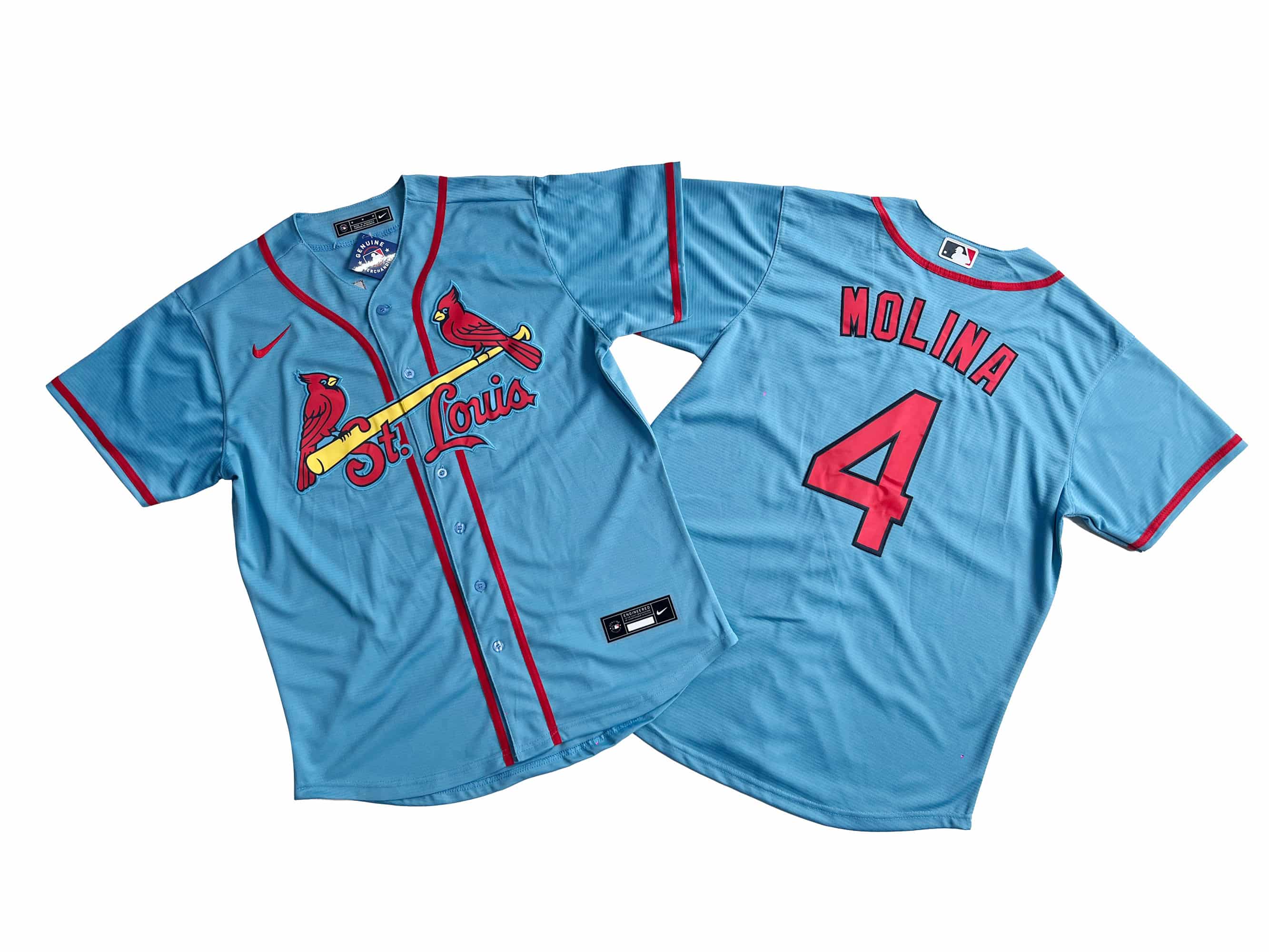 Men's St. Louis Cardinals Yadier Molina Nike Light Blue Alternate Official Replica Player Jersey
