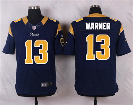 Men's St. Louis Rams #13 Kurt Warner Navy Blue Team Color NFL Nike Elite Jersey