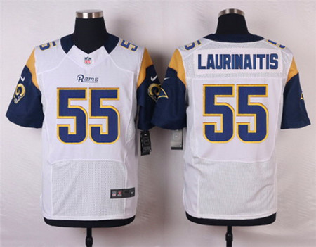 Men's St. Louis Rams #55 James Laurinaitis White Road NFL Nike Elite Jersey