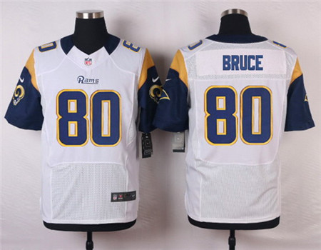 Men's St. Louis Rams #80 Isaac Bruce White Road NFL Nike Elite Jersey