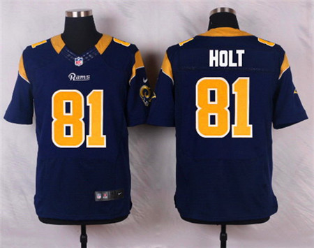 Men's St. Louis Rams #81 Torry Holt Navy Blue Team Color NFL Nike Elite Jersey