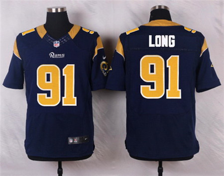 Men's St. Louis Rams #91 Chris Long Navy Blue Team Color NFL Nike Elite Jersey