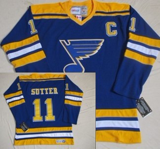 Men's St.Louis Blues #11 Brian Sutter Blue 1980 CCM Vintage Throwback Away NHL Hockey Jersey Stitched