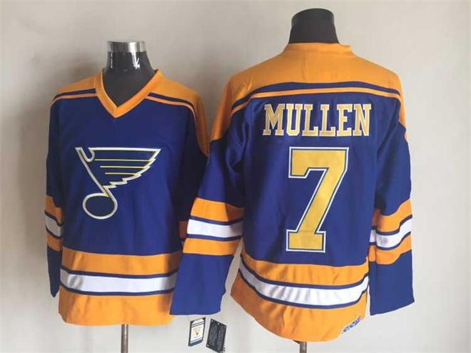 Men's St.Louis Blues #7 Joe Mullen Blue 1983 CCM Vintage Throwback Away Hockey Jersey Stitched