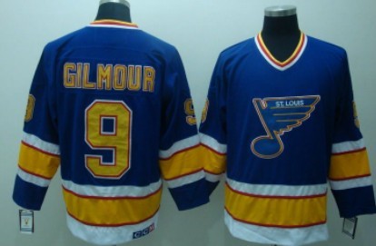 Men's St.Louis Blues #9 Doug Gilmour Blue 1987 CCM Vintage Throwback NHL Hockey Jersey Stitched